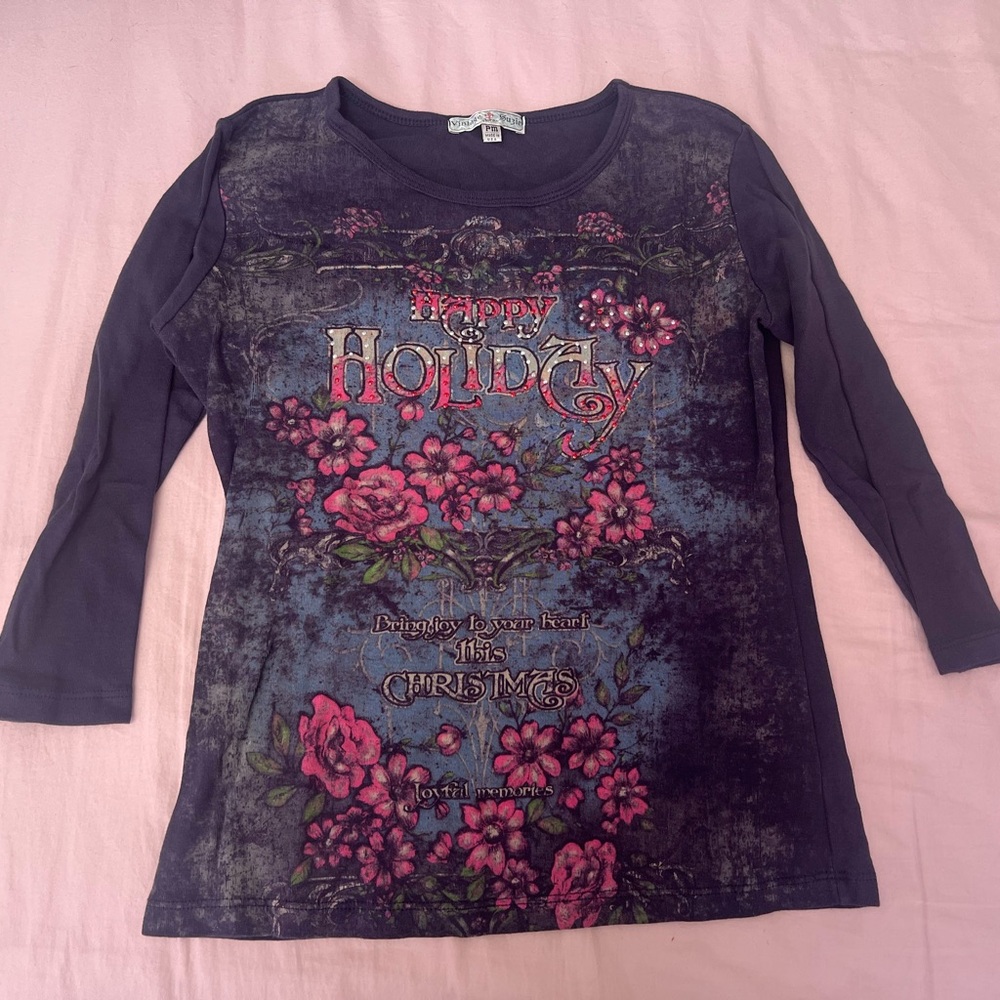 Vintage Suzie Y2K Christmas Graphic Long Sleeve Top
